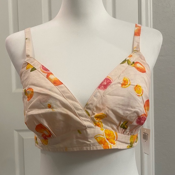 Old Navy Citrus Printed Cross Front Smocked Bralette Top Size Medium Summer - Picture 1 of 6